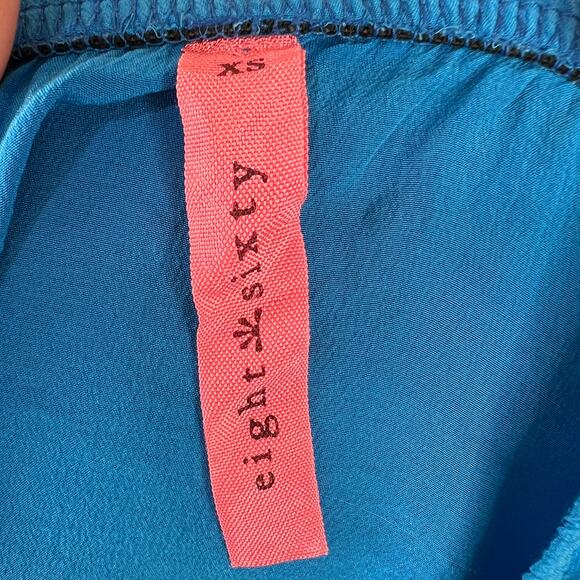Eight Sixty Blue Top Silk Off the Shoulder Ruffle Hem Halter Size X-Small XS - Picture 7 of 8